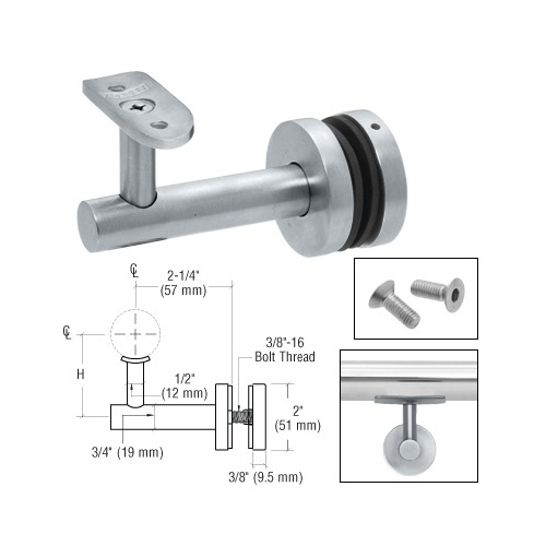 Mill Aluminum Short Arm Malibu Series Glass Mounted Hand Rail Bracket