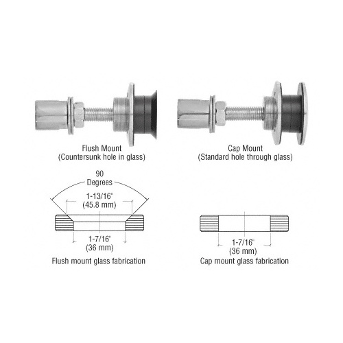 CRL HRF14BS 316 Brushed Stainless Steel Rigid Combination Fastener for 1/2" to 1-1/16" Tempered Glass