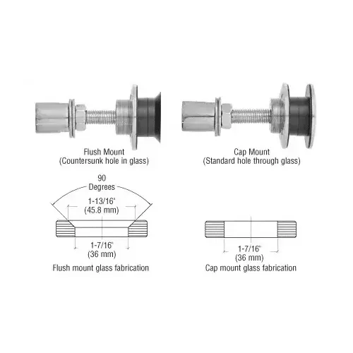 316 Brushed Stainless Steel Rigid Combination Fastener for 1/2" to 1-1/16" Tempered Glass