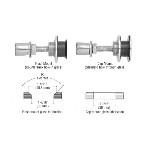 316 Polished Stainless Steel Rigid Combination Fastener for 1/2" to 1-1/16" Tempered Glass