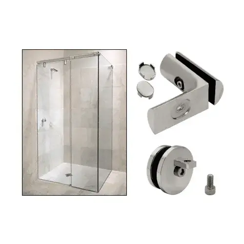 Brushed Nickel Hydroslide 90 Degree Wall-to-Glass Sliding Shower Door Accessory Kit