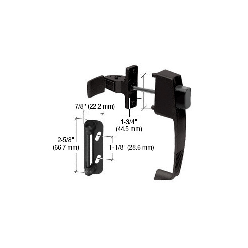 Black Screen and Storm Door Push Button Latch with Tie Down Screw with 1-3/4" Screw Holes