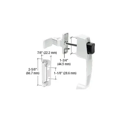 White Screen and Storm Door Push Button Latch with Tie Down Screw and 1-3/4" Screw Holes