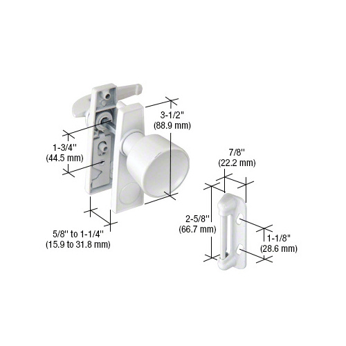 White Screen and Storm Door Tulip Knob Latch with 1-3/4" Screw Holes