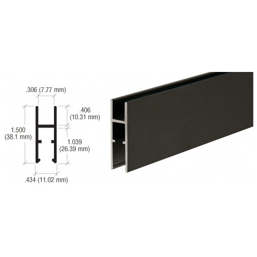 Flat Black Aluminum H-Bar for Showcases - Height 1-1/2"