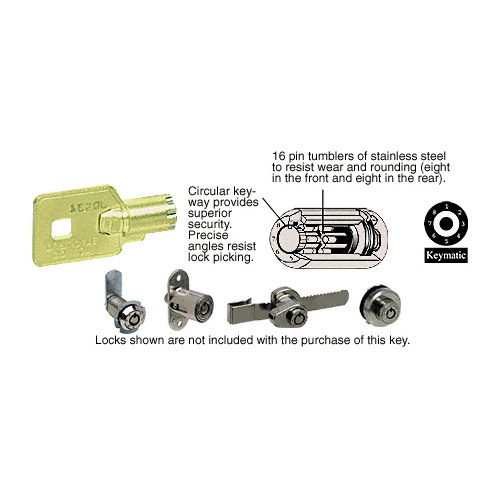 Keymatic Master Combination Change Key for Keymatic Series Locks Brite Nickel Plated