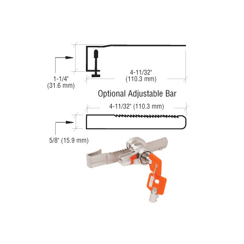 Optional Adjustable Bar for the KML48 Lock Polished Nickel