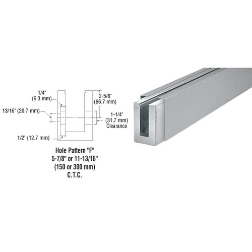 Mill Aluminum Base Shoe with Brushed Stainless Cladding; Drilled with Hole Pattern 'F'