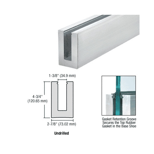 CRL L56S10 L56S Series Mill Aluminum 10' Standard Square Base Shoe Undrilled for 9/16" Glass