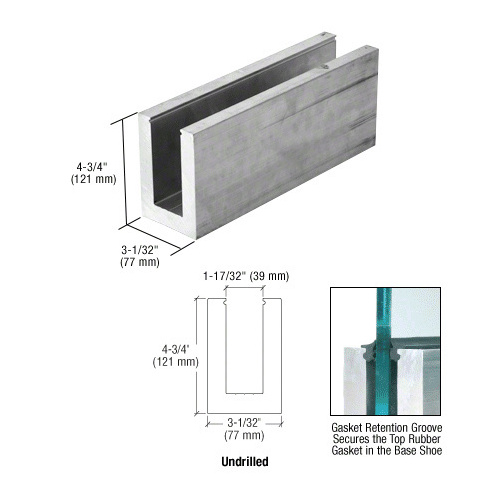 CRL L68S10 L68S Series Mill Aluminum 118-1/8" Long Square Base Shoe Undrilled for 11/16" Glass