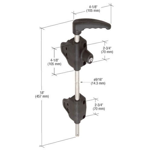 CRL LB118BXBL Black 18" Drop Bolt with Keyed Lock