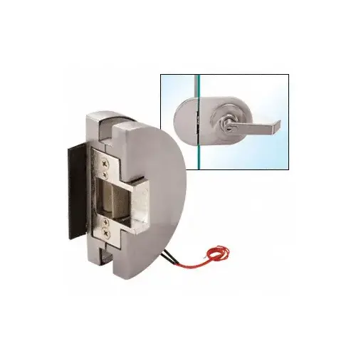 Fail Secure Lever Lock Glass Keepers with Electric Strike - Brushed Stainless Steel