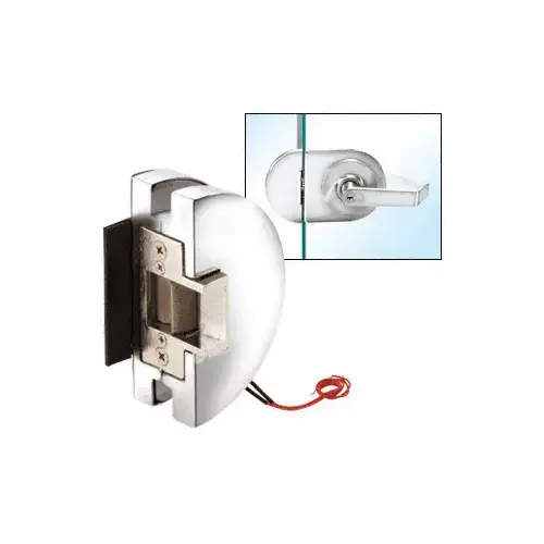 Fail Secure Lever Lock Glass Keepers with Electric Strike - Polished Stainless Steel