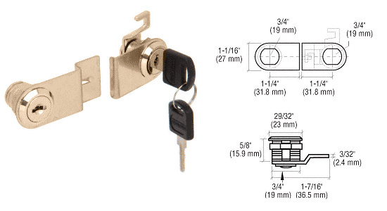 CRL LK28 Brass Lock for Double Swinging Glass Door