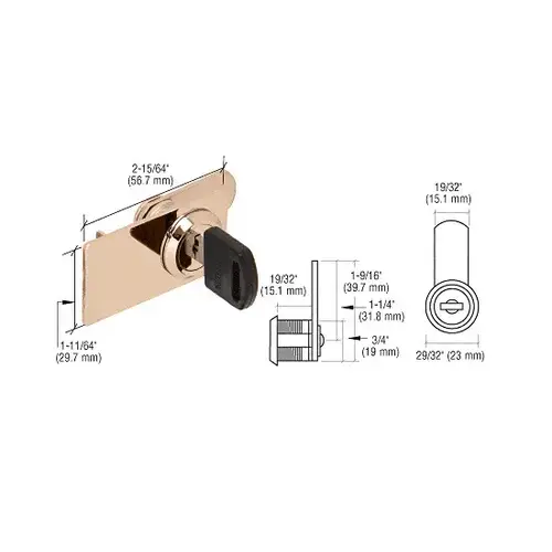 Brass Lock for Cabinet Swinging Glass Door