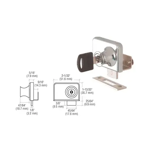 Chrome Clamp-On Lock for 3/8" Double Glass Door - Keyed Alike