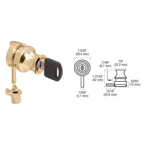 Gold Plated Keyed Alike Cylinder Lock for 1/4" Glass Door