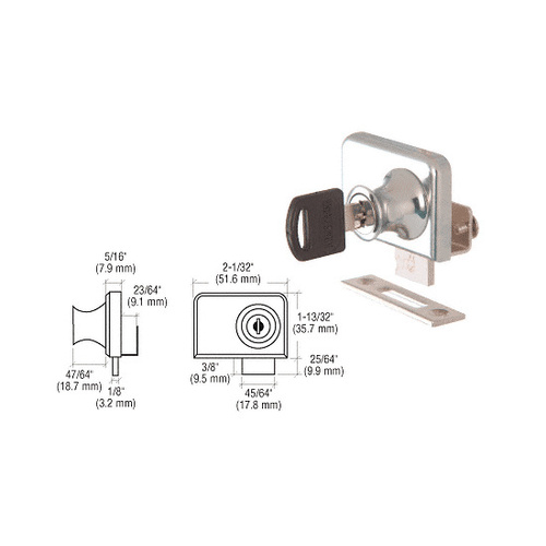 CRL LK46KA Chrome Clamp-On Lock for 1/4" Double Glass Door - Keyed Alike