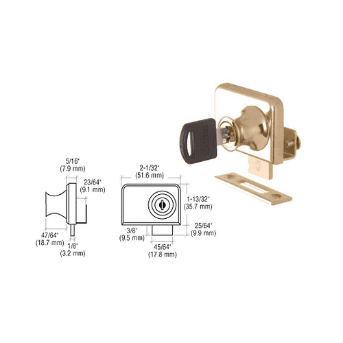 Gold Plated Clamp-On Lock for 1/4" Double Glass Door - Randomly Alike