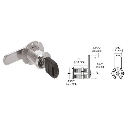 Nickel Plated Cam Lock for Wood Door - Randomly Keyed