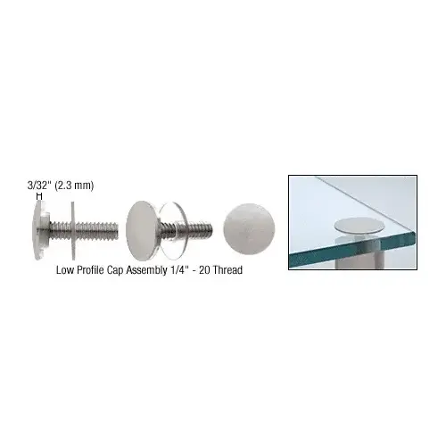 Brushed Stainless Low Profile Cap Assembly for 3/4" Standoff Bases