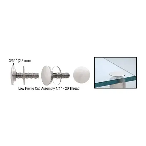 Satin Chrome Low Profile Cap Assembly for 3/4" Standoff Bases