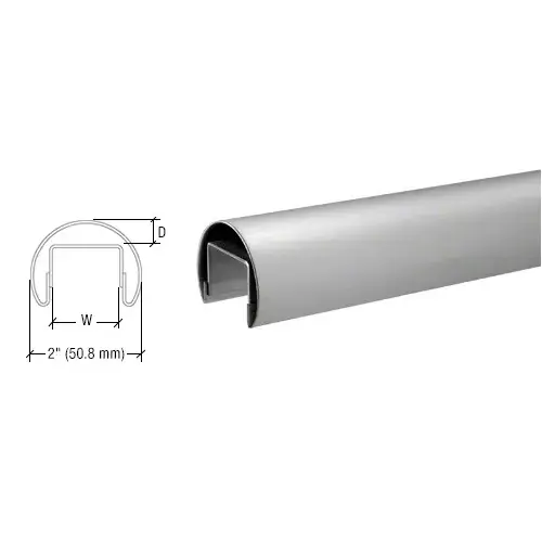 316 Brushed Stainless 50.8 mm Premium Cap Rail for 21.52 or 25.52 mm Glass - 3 m Long