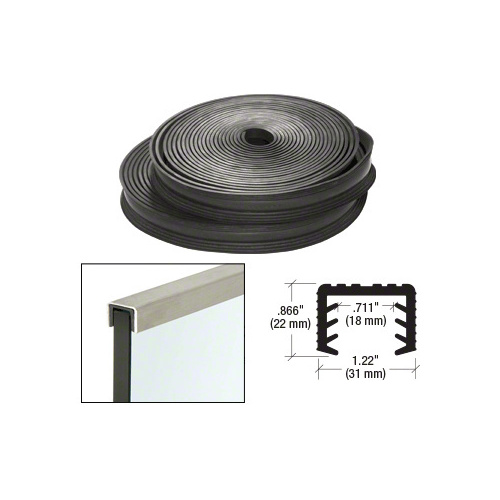 Black Flexible Rubber LR20 Series Cap Rail Insert for 21.52 mm Laminated Glass - 100' (30.5 m)