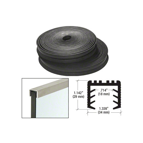 Black Flexible Rubber LR25 Series Cap Rail Insert for 21.52 mm Laminated Glass - 100' (30.5 m)