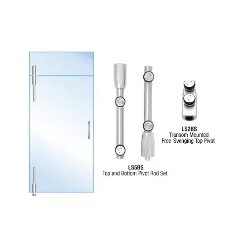 CRL LS24BS Brushed Stainless Laguna Pivot Door System for Use With Free-Swinging Doors With Top and Glass Transom Mount Pivot