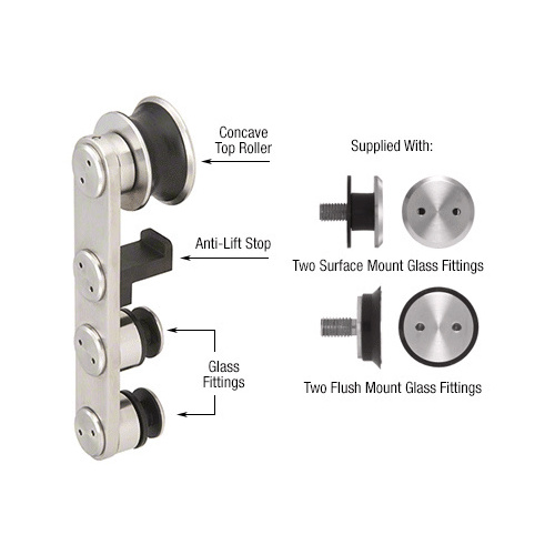 CRL LS400BS Brushed Stainless Laguna Anti-Lift Top Roller