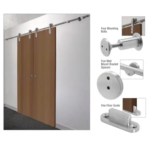 316 Polished Stainless Laguna Sliding Door Hardware Adaptor Kit for Wood Doors