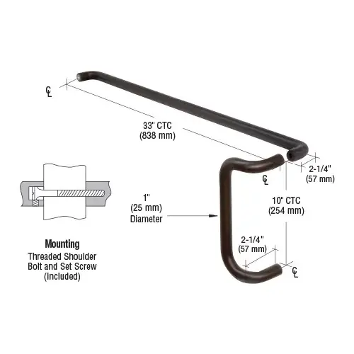 Painted Dark Bronze Solid Push Bar and Pull Handle Set