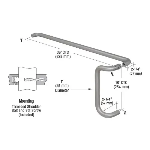 CRL M10X3332D Brushed Stainless Solid Push Bar and Pull Handle Set