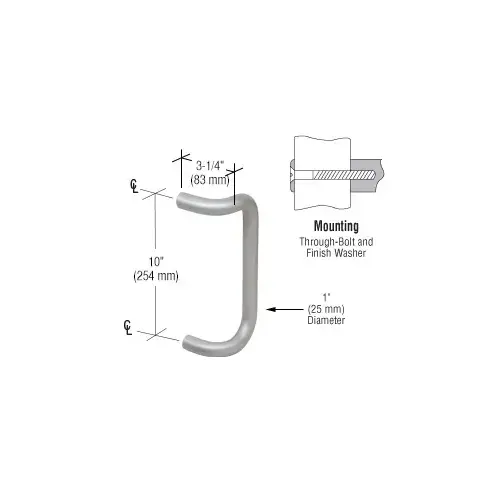 CRL M1741028 10" Clear Anodized Solid Offset Pull Handle