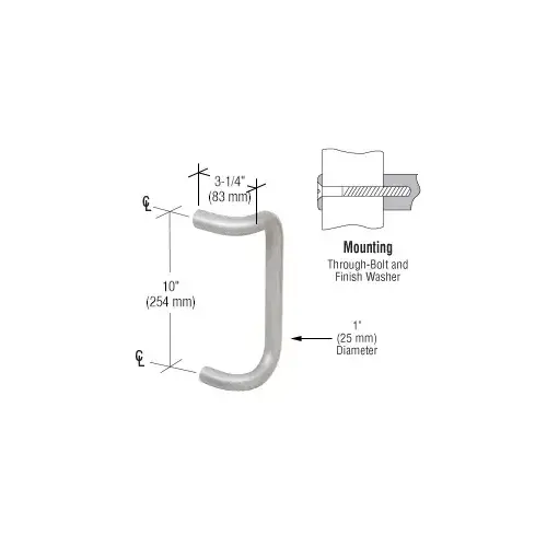 10" Brushed Stainless Solid Offset Pull Handle
