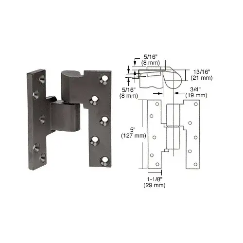 Rixson M19LHDU Dark Bronze Left Hand 3/4" Offset Intermediate Pivot
