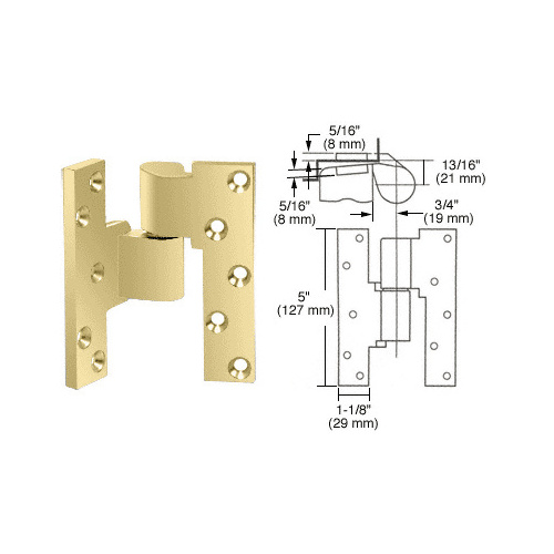 Polished Brass Left Hand 3/4" Offset Intermediate Pivot