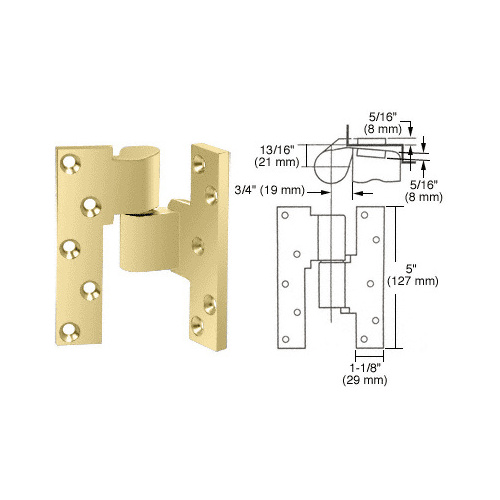 Polished Brass Right Hand 3/4" Offset Intermediate Pivot