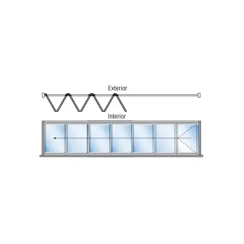 S80 Monterey Thermally Broken Bi-Fold 7 Panel Left Hand Interior Swing with Flush Sill Satin Anodized