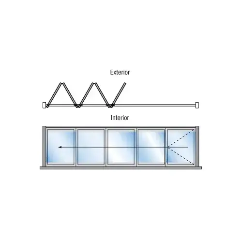 S55 Monterey Bi-Fold 5 Panel Left Hand Exterior Swing with Raised Sill Satin Anodized