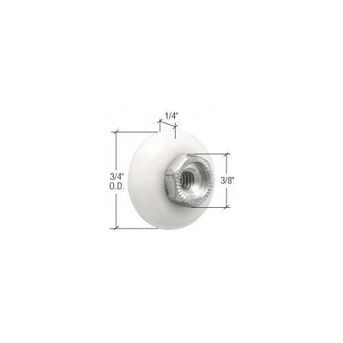 CRL M6000 3/4" Oval Edge Nylon Ball Bearing Shower Door Roller with Threaded Hex Hub - pack of 2
