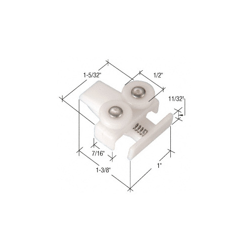 CRL M6048 Sliding Sectional Shower Door Guide Roller Assembly for Mid-Panel White - pack of 2