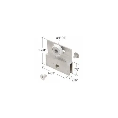 Chrome 3/4" Nylon Ball Bearing Shower Door Flat Edge Roller Assembly Aluminum - pack of 2