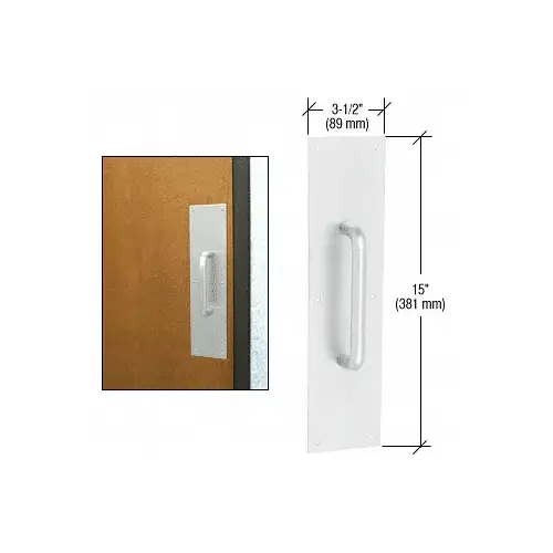 3/4" Diameter Clear Anodized 8" Pull Handle with 3-1/2" x 15" Pull Plate