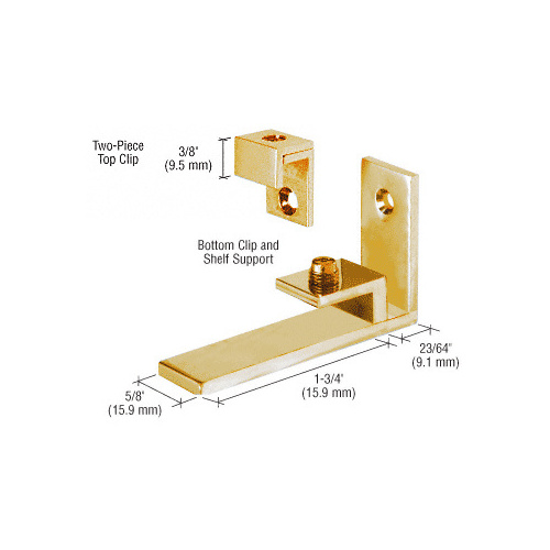 Brass Combined Shelf Support and Mirror Clip