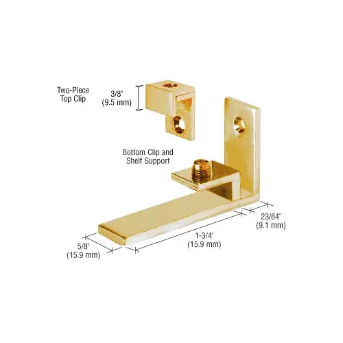 Brass Combined Shelf Support and Mirror Clip