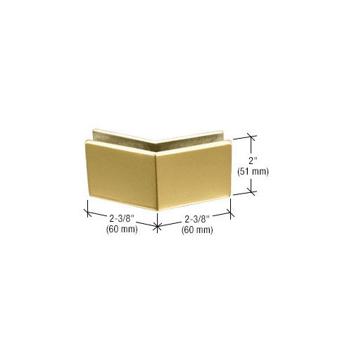 Polished Brass 2-3/8" x 2" 135 Degree Outside Corner Mall Front Clamp