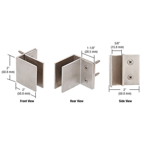 Brushed Stainless Wall Mount Square Mall Front Clamp