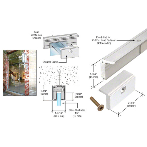 Satin Anodized 10' Mechanical Glazing Channel for 1/2"